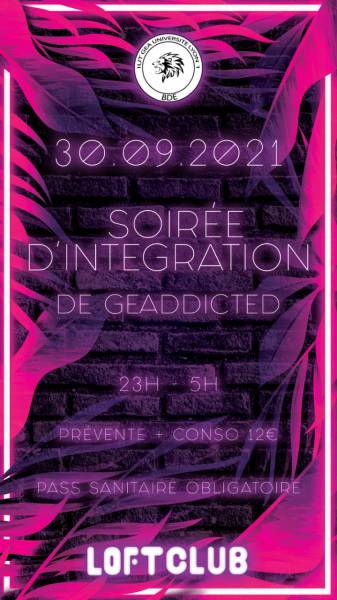 Soirée intégration bde GEA jeudi 30 septembre 2021